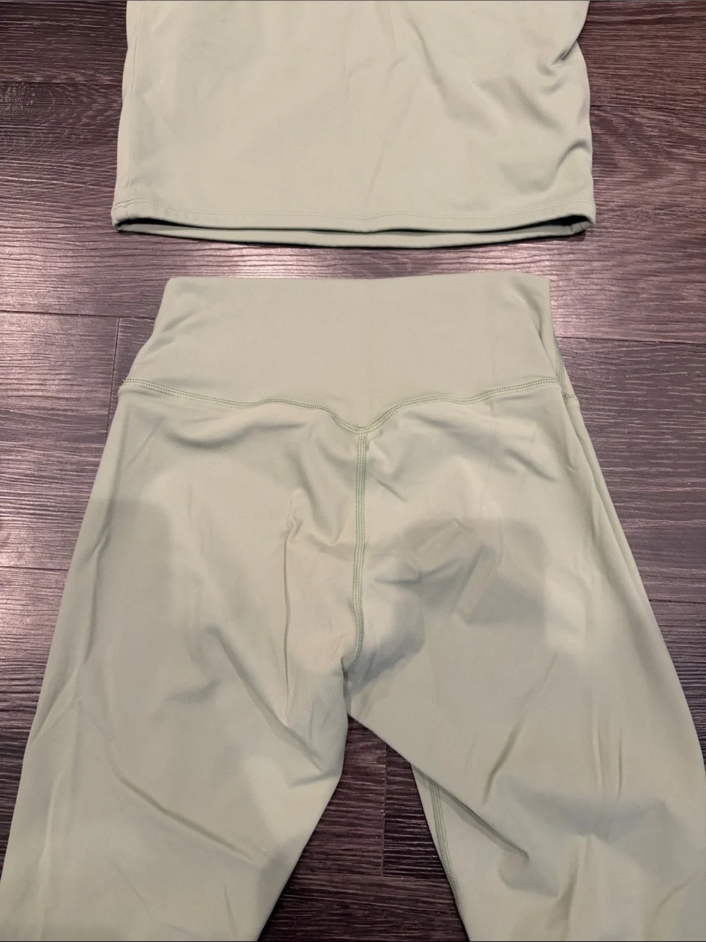 Light Green High-Rise Leggings with Strappy Crop Tank